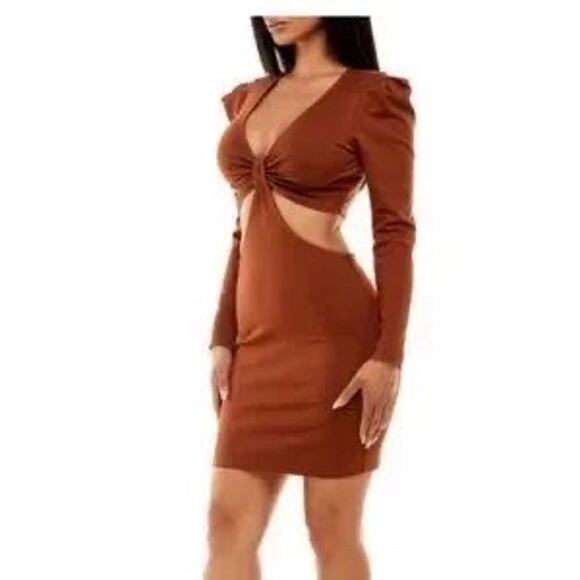 Socialite Long Sleeve Cutout Minidress Size Large - Picture 2 of 9